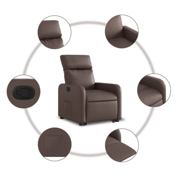 vidaXL Reclinerfåtölj med uppresningshjälp brun konstläder