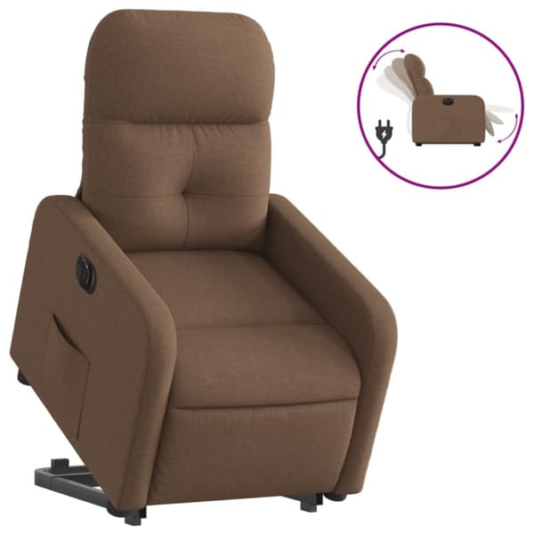 vidaXL Elektrisk reclinerfåtölj med uppresningshjälp brun tyg