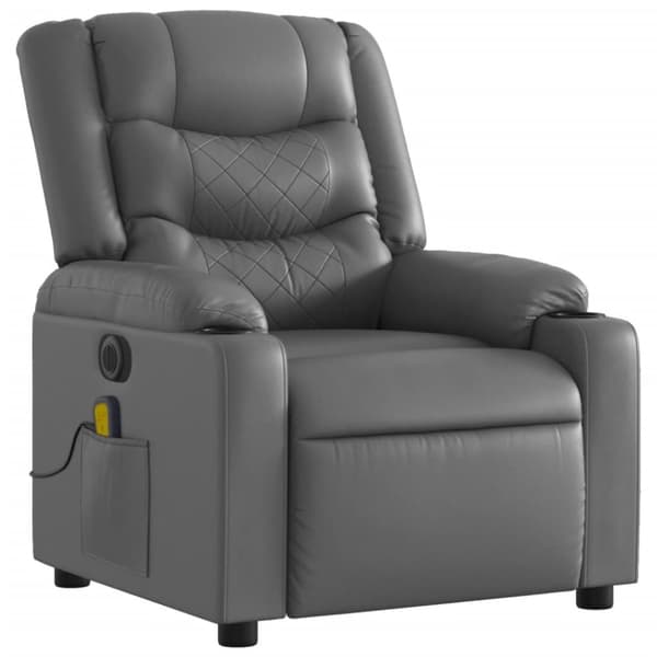 vidaXL Elektrisk massagefåtölj grå konstläder
