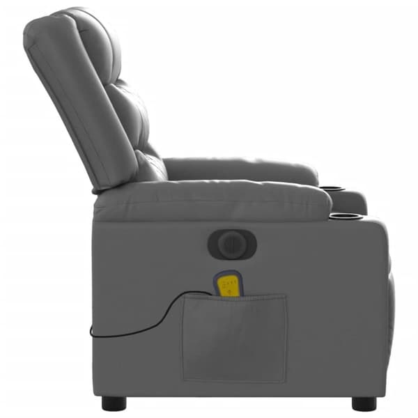vidaXL Elektrisk massagefåtölj grå konstläder
