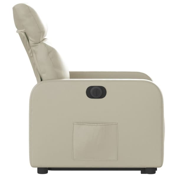 vidaXL Reclinerfåtölj med uppresningshjälp gräddvit konstläder