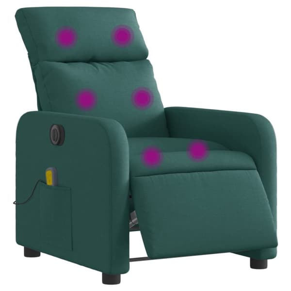 vidaXL Elektrisk massagefåtölj mörkgrön tyg