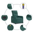 Miniatyrbild 8 av 11: vidaXL Elektrisk massagefåtölj mörkgrön tyg