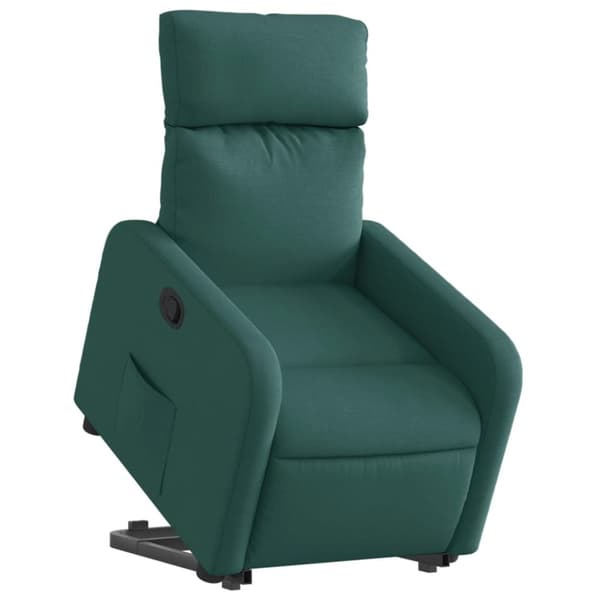 vidaXL Reclinerfåtölj med uppresningshjälp mörkgrön tyg