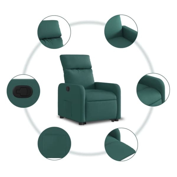 vidaXL Reclinerfåtölj med uppresningshjälp mörkgrön tyg