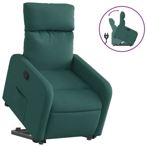 vidaXL Reclinerfåtölj med uppresningshjälp mörkgrön tyg