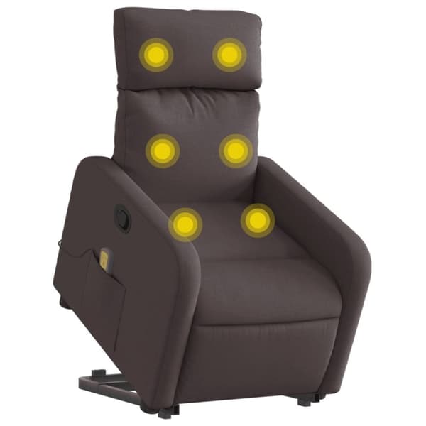 vidaXL Massagefåtölj med uppresningshjälp mörkbrun tyg