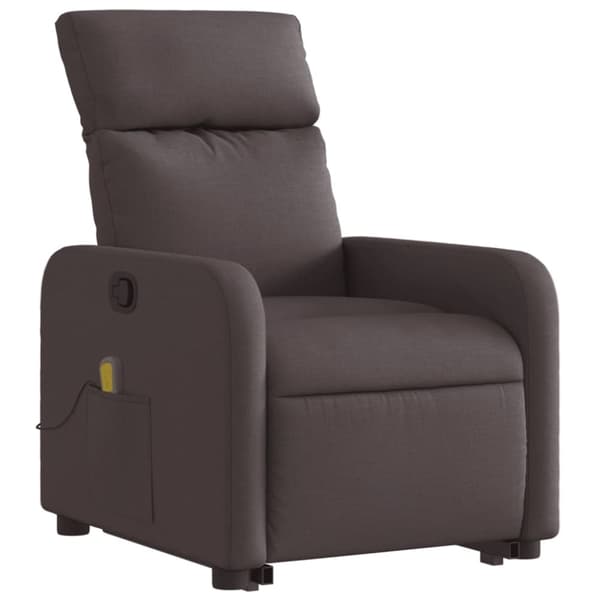 vidaXL Massagefåtölj med uppresningshjälp mörkbrun tyg