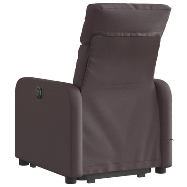 vidaXL Massagefåtölj med uppresningshjälp mörkbrun tyg