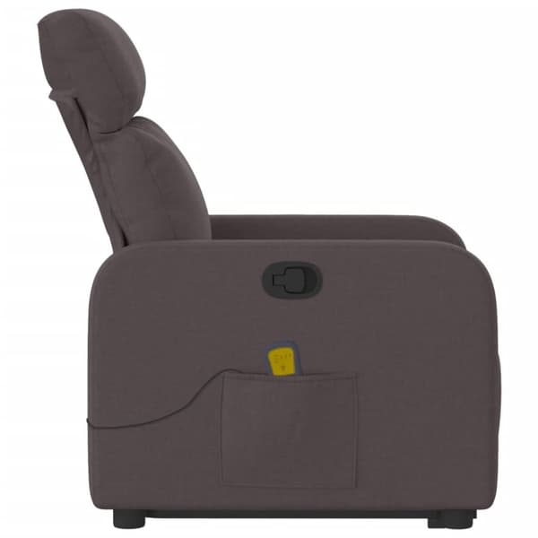 vidaXL Massagefåtölj med uppresningshjälp mörkbrun tyg