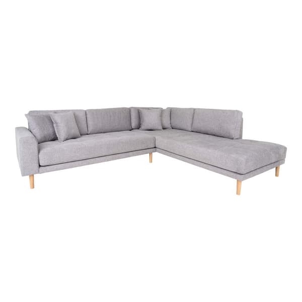 Lido hjørnesofa høyrevent med 4 puter lysegrå.