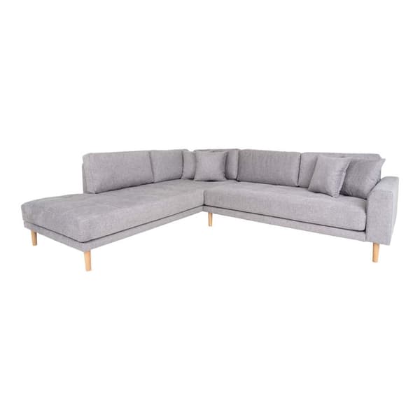 Lido hjørnesofa venstrevent med 4 puter lysegrå.