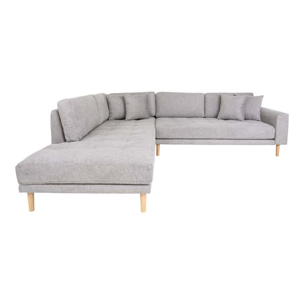 Lido hjørnesofa venstrevent med 4 puter lysegrå.