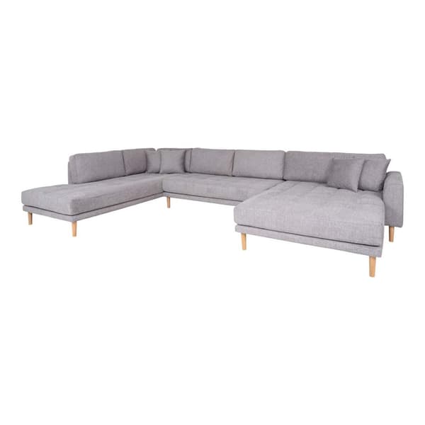 Lido U-soffa högervänd med 4 kuddar ljusgrå.