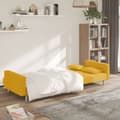 Miniatyrbillede 3 af 11: vidaXL 2-personers sovesofa med 2 puder stof gul