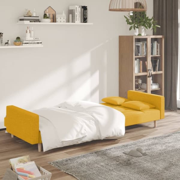 vidaXL 2-personers sovesofa med 2 puder stof gul