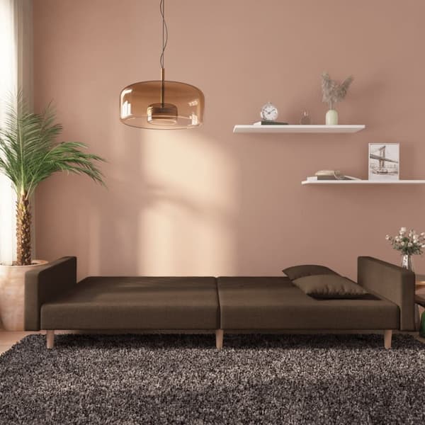 vidaXL 2-personers sovesofa med 2 puder stof brun