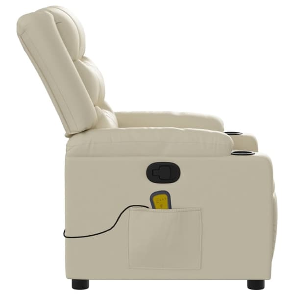 vidaXL Massagefåtölj gräddvit konstläder
