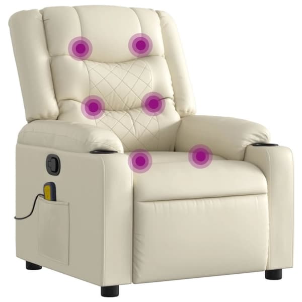 vidaXL Massagefåtölj gräddvit konstläder