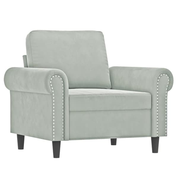 vidaXL sofastol med fodskammel 60 cm velour lysegrå