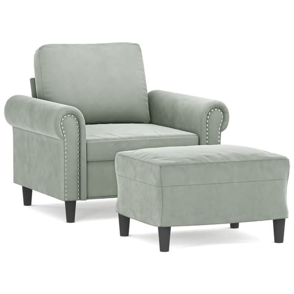 vidaXL sofastol med fodskammel 60 cm velour lysegrå