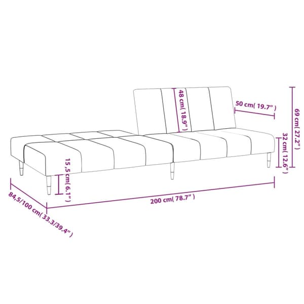 vidaXL 2-personers sovesofa fløjl blå