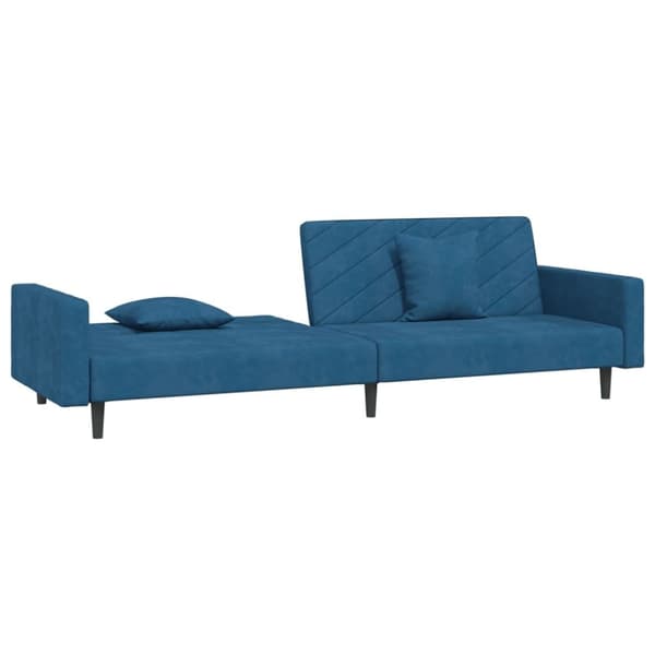 vidaXL Bäddsoffa 2-sits med två kuddar blå sammet