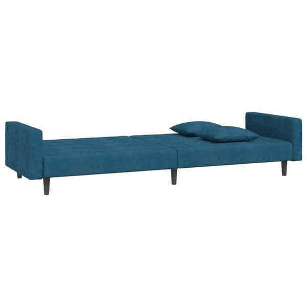 vidaXL Bäddsoffa 2-sits med två kuddar blå sammet