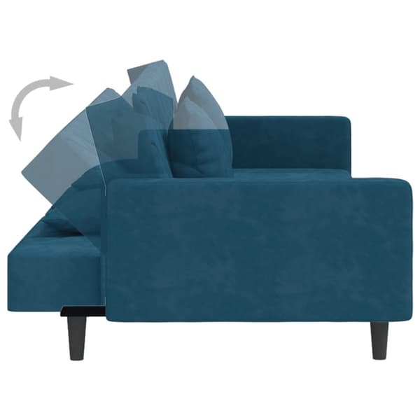vidaXL Bäddsoffa 2-sits med två kuddar blå sammet