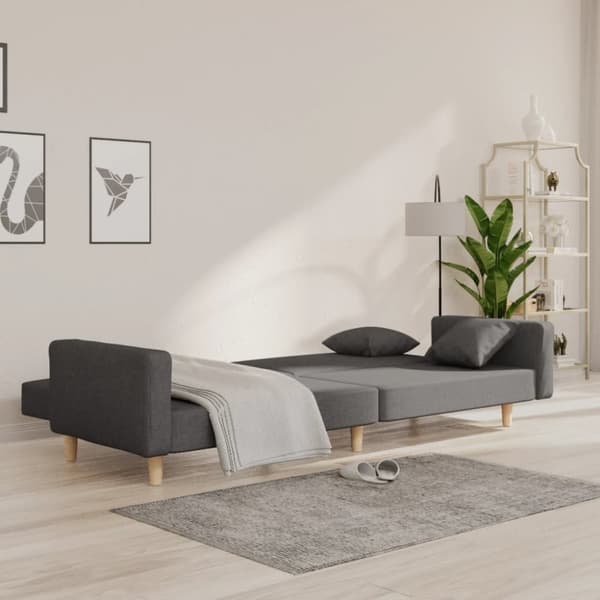 vidaXL 2-personers sovesofa med 2 puder stof mørkegrå