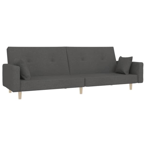 vidaXL 2-personers sovesofa med 2 puder stof mørkegrå