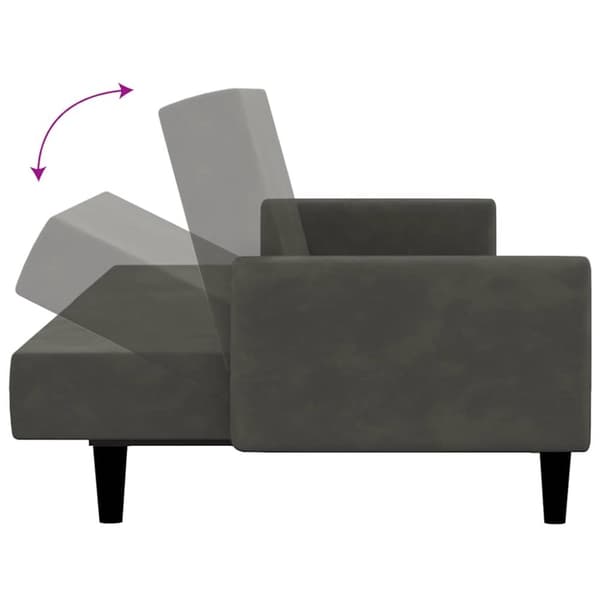 vidaXL Bäddsoffa 2-sits mörkgrå sammet