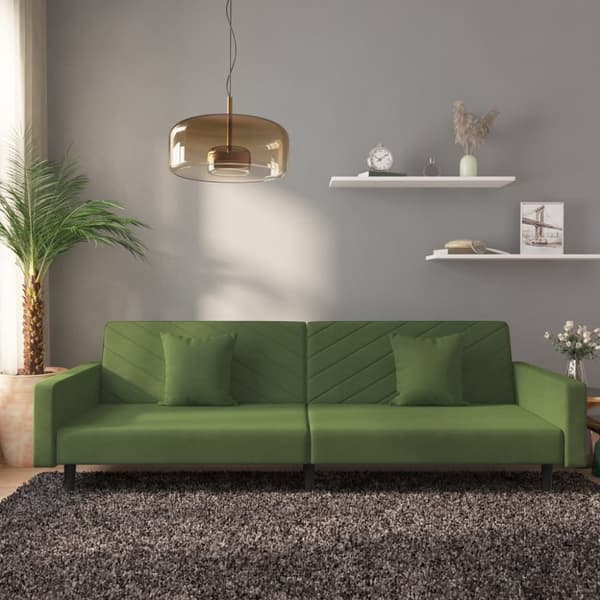 vidaXL 2-personers sovesofa med 2 puder fløjl mørkegrøn