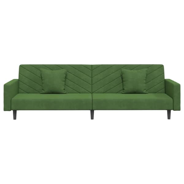 vidaXL Bäddsoffa 2-sits med två kuddar mörkgrön sammet