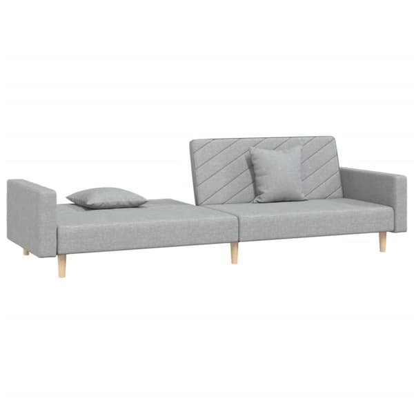 vidaXL Bäddsoffa 2-sits med två kuddar ljusgrå tyg