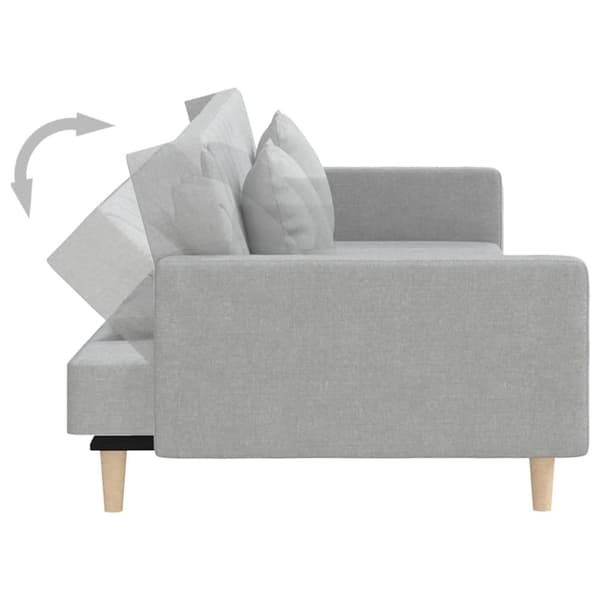 vidaXL Bäddsoffa 2-sits med två kuddar ljusgrå tyg
