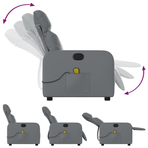 vidaXL Massagefåtölj grå konstläder