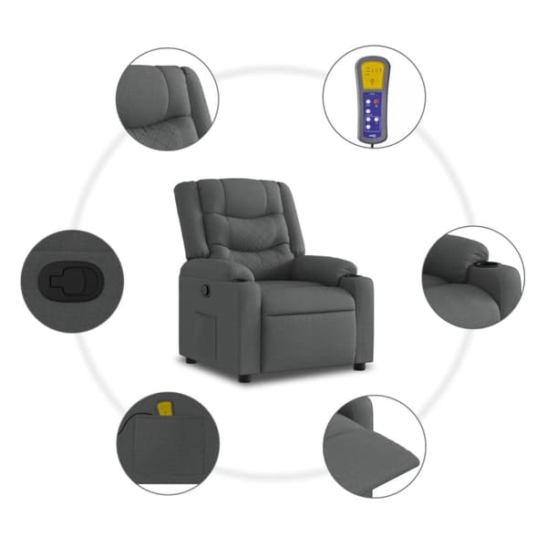 vidaXL Massagefåtölj mörkgrå tyg