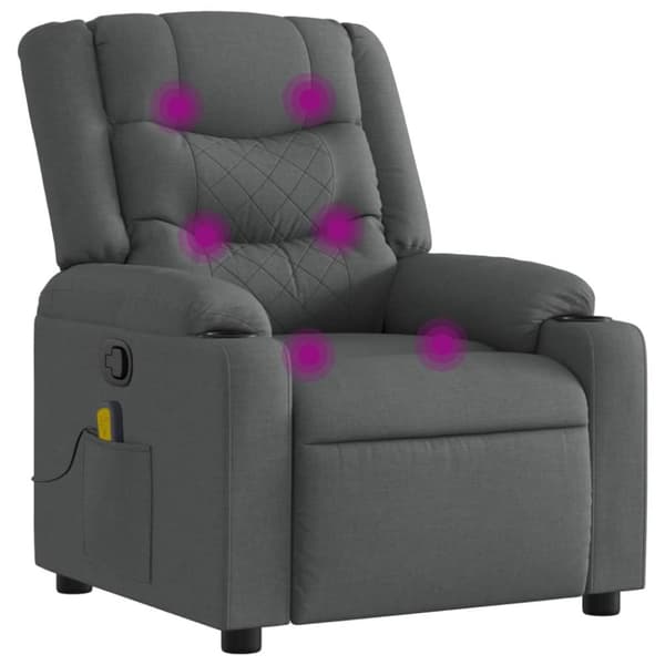 vidaXL Massagefåtölj mörkgrå tyg