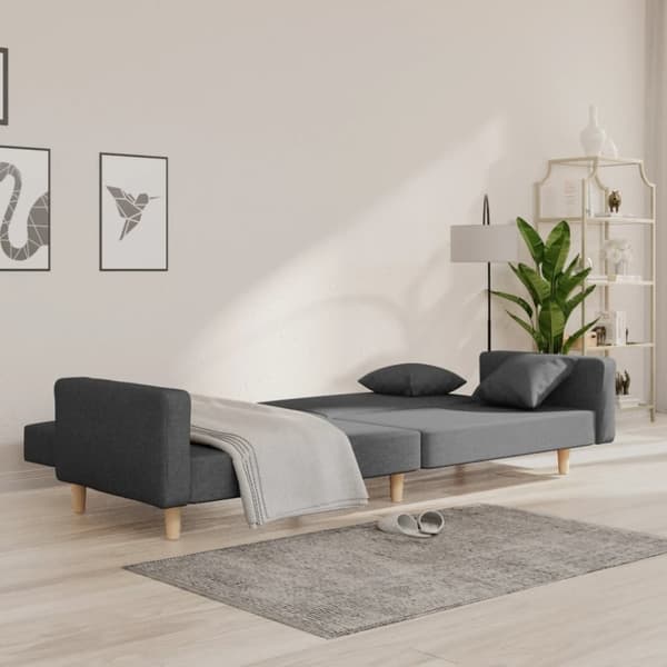 vidaXL Bäddsoffa 2-sits med två kuddar ljusgrå tyg