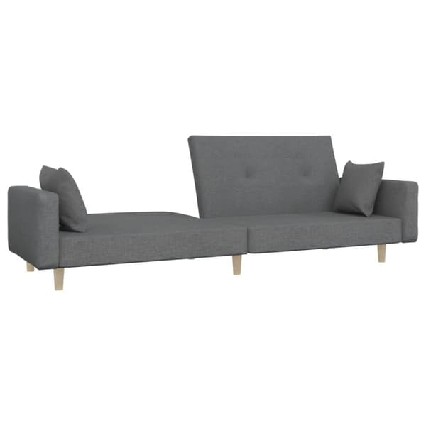 vidaXL Bäddsoffa 2-sits med två kuddar ljusgrå tyg