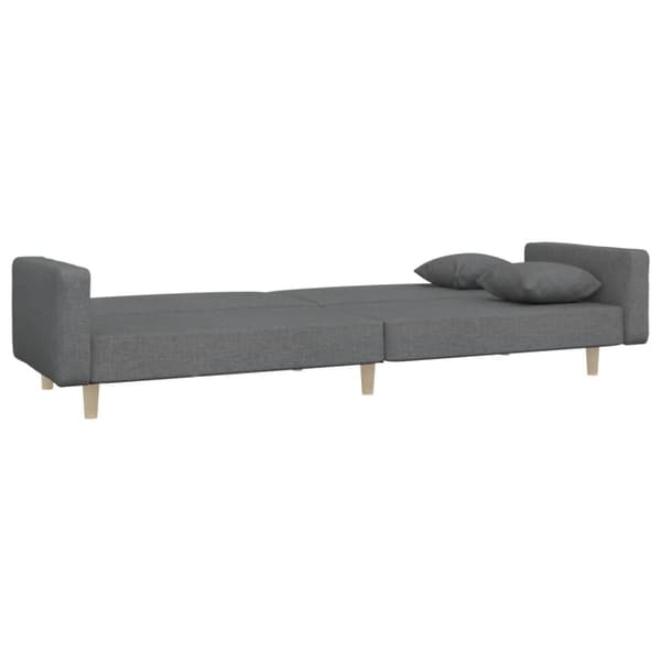 vidaXL Bäddsoffa 2-sits med två kuddar ljusgrå tyg