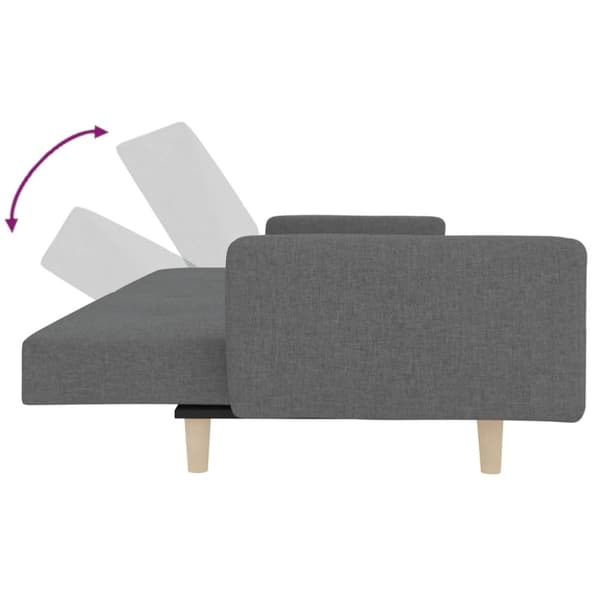 vidaXL Bäddsoffa 2-sits med två kuddar ljusgrå tyg