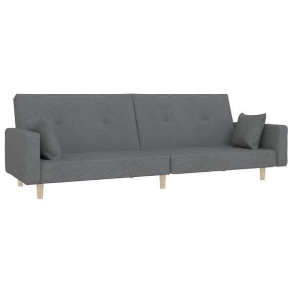 vidaXL Bäddsoffa 2-sits med två kuddar ljusgrå tyg