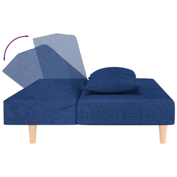 vidaXL 2-personers sovesofa med 2 puder stof blå
