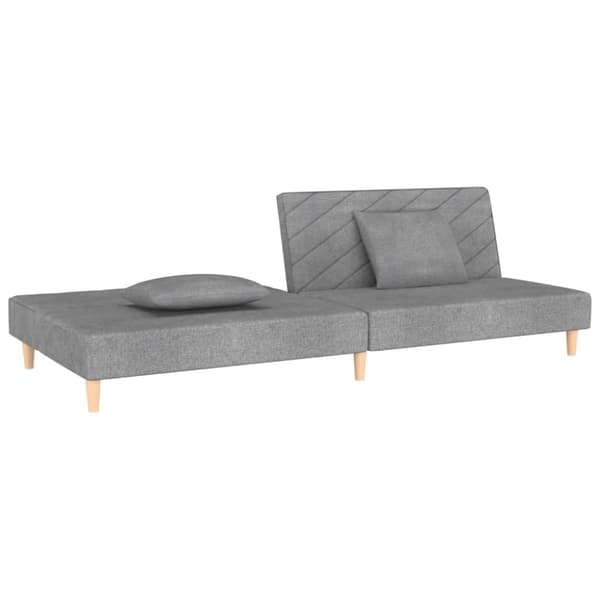 vidaXL Bäddsoffa 2-sits med två kuddar ljusgrå tyg