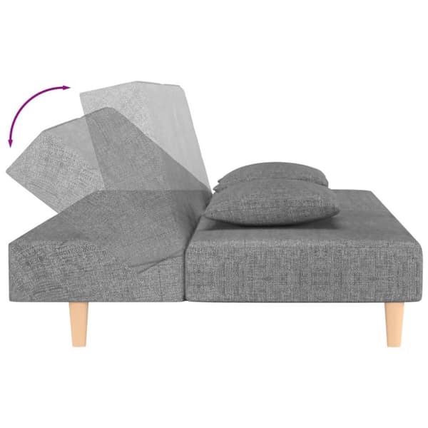 vidaXL Bäddsoffa 2-sits med två kuddar ljusgrå tyg