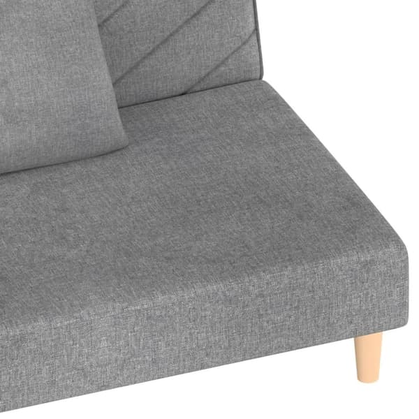 vidaXL Bäddsoffa 2-sits med två kuddar ljusgrå tyg