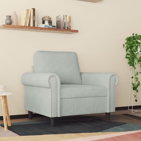 vidaXL lænestol 60 cm velour lysegrå