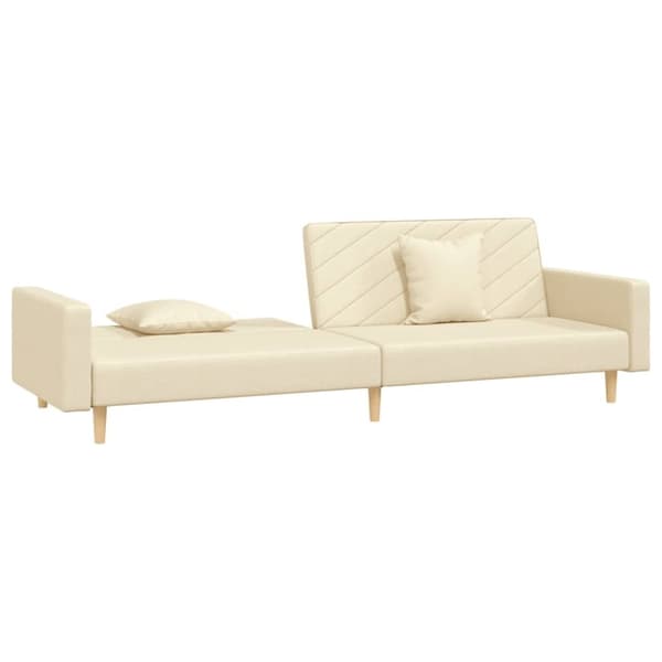 vidaXL 2-personers sovesofa med 2 puder stof cremefarvet